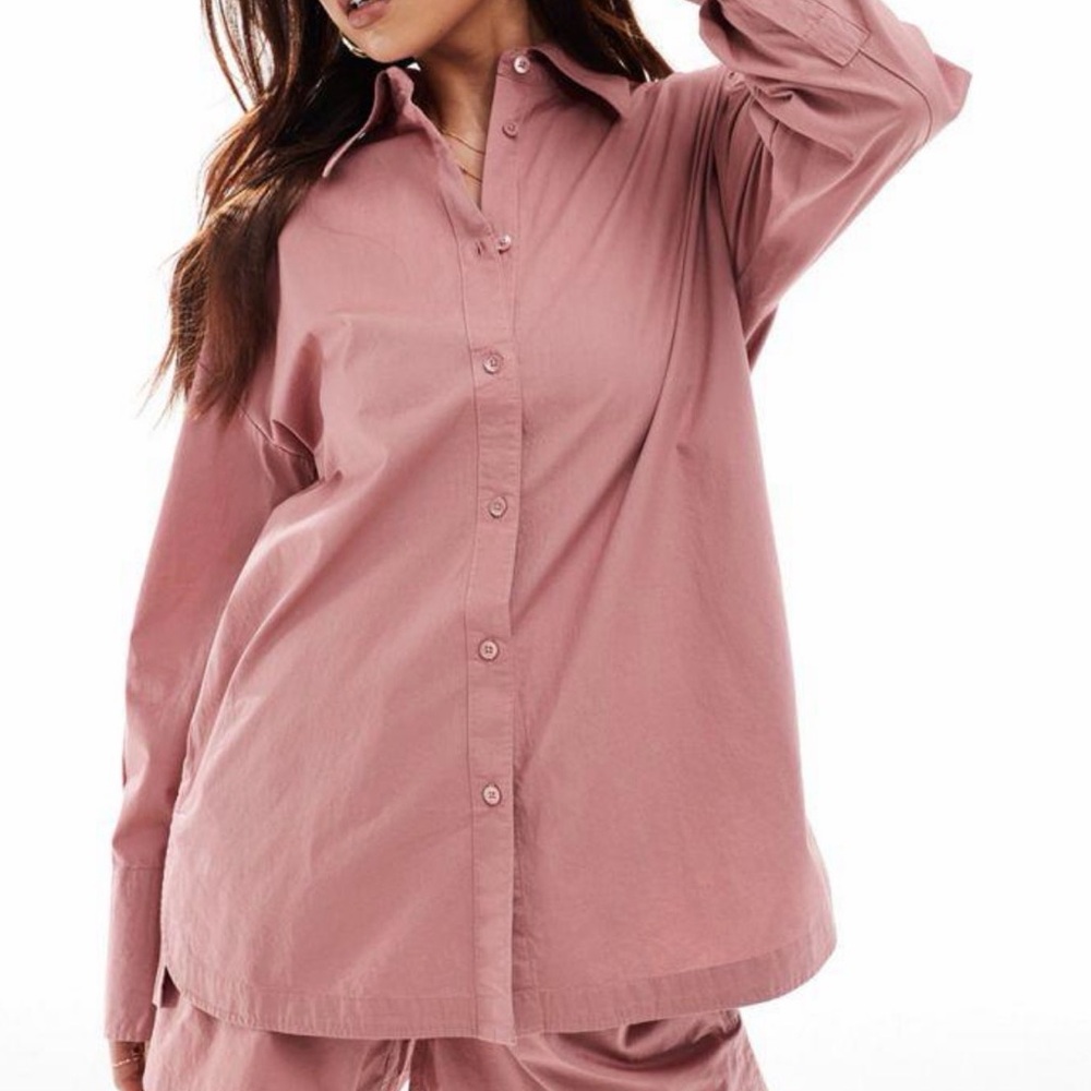 All Saints Oversized Dusty Rose Pink Karina Button-Down Shirt Size 2